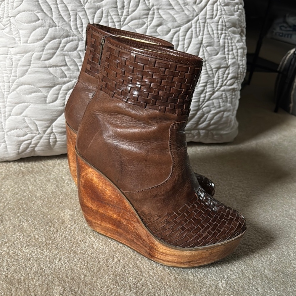 Bed Stu Brown Leather Wedge Shoes